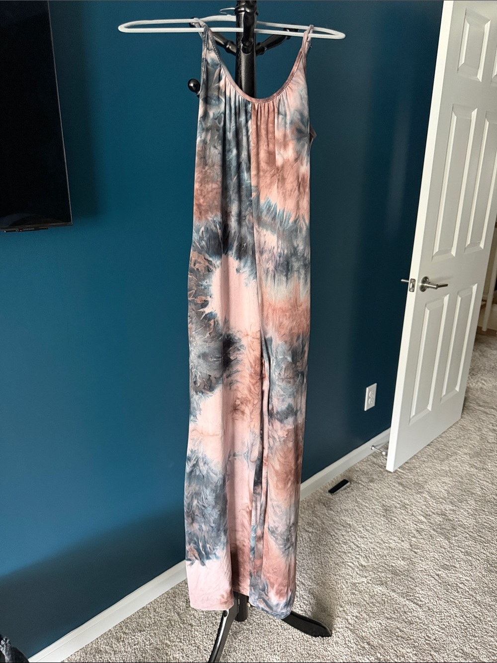 Tie-Dye Sleeveless Jumpsuit in Blush and Slate